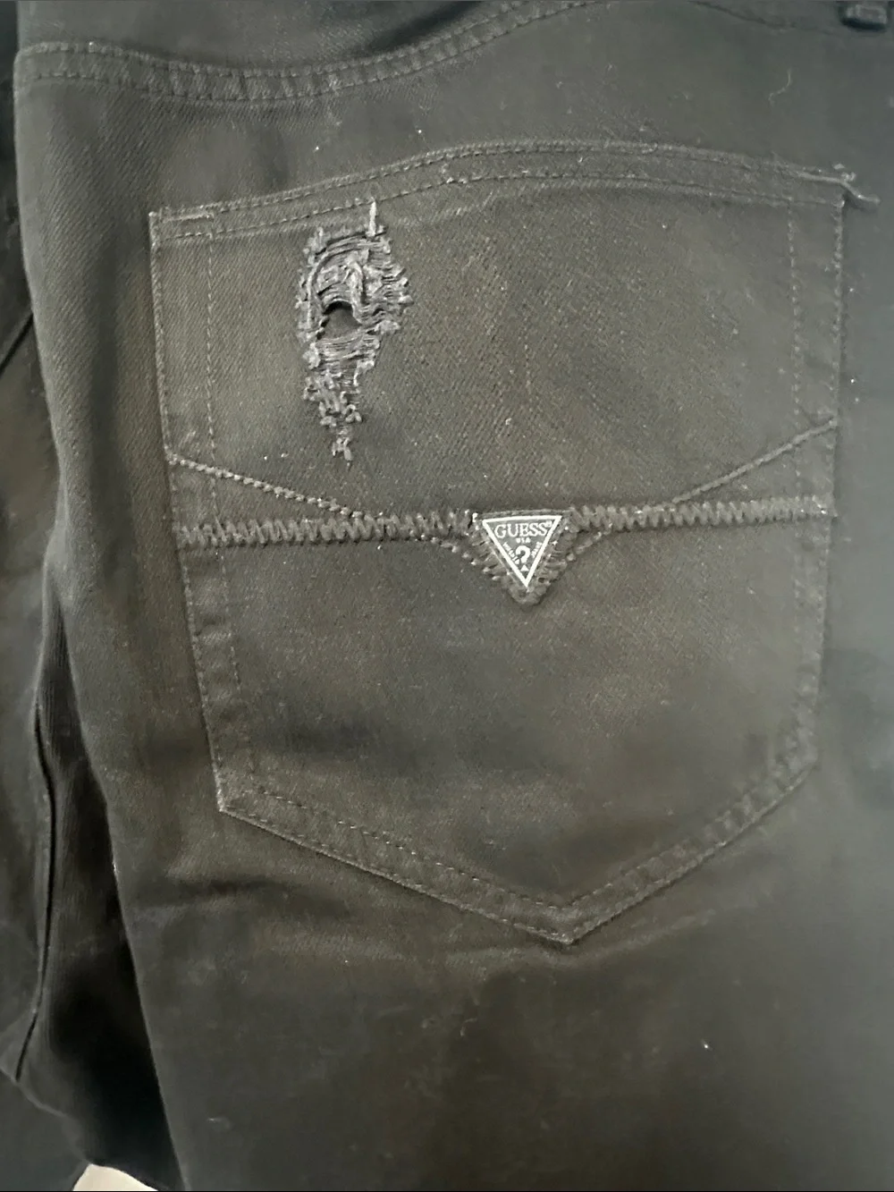 Guess Black Distressed Jean Shorts - Picture 6 of 7